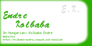 endre kolbaba business card